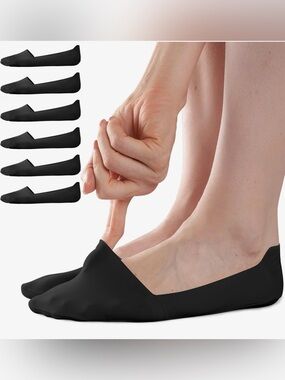 Women's Black No-Show Liner Socks - Lightweight Invisible Footies